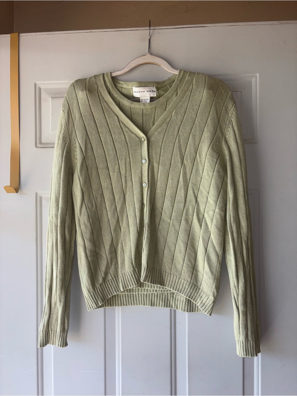 August Silk 2-piece sage green silk blend shell set size M